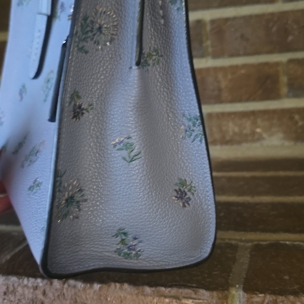 Coach Charlie Leather 28 Carryall In Meadow Print Light Blue - Picture 2 of 11